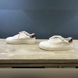 Zara White Sneakers with Animal Print Detail